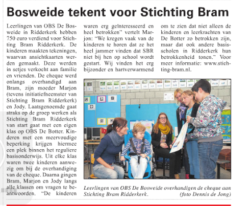 Bosweide tekent voor Stichting Bram