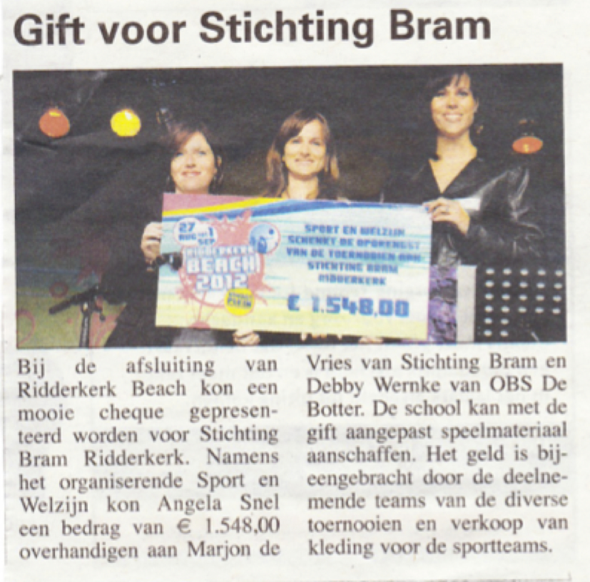 Gift voor Stichting Bram